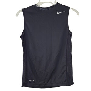 Nike Dri-Fit Tank Medium Mesh Inserts Kids Boys Black Sleeveless Shirt